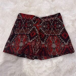 Zara Red and Black Patterned Skort